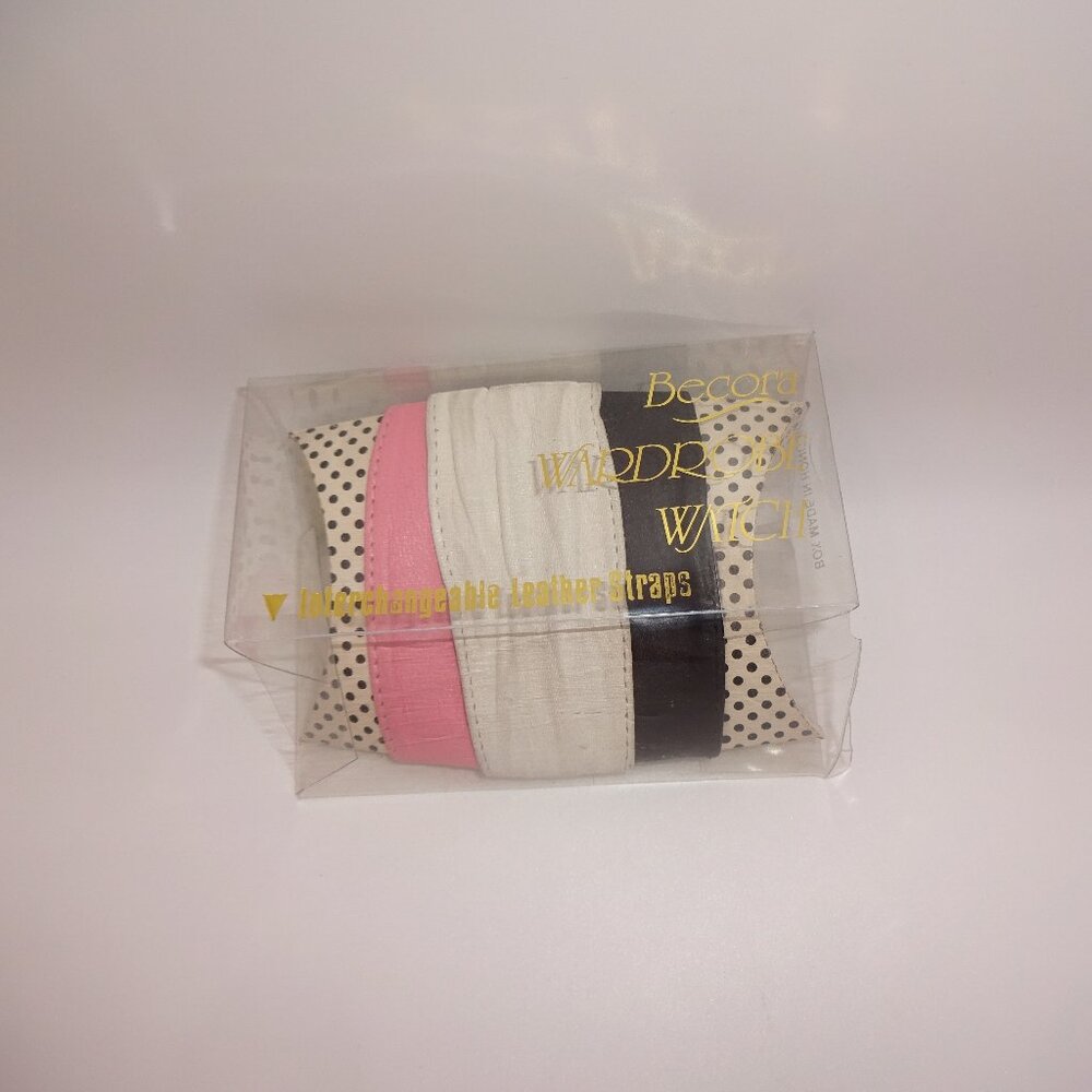 3 Vintage Becora Leather Watch Bands Straps Black Pink White Replacements